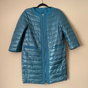 Herno Reversible Liner Down Long Coat Twill / Puffer Made in Italy Double Zip